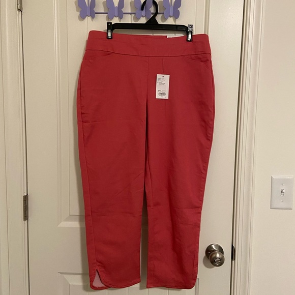 NEW Croft & Barrow womens pink coral mid rise effortless stretch ankle pants 12P - Picture 1 of 9